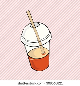 Fruit smoothie. Fresh juice. Vector illustration.