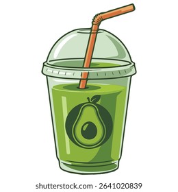 Fruit smoothie glass with straw isolated vector illustration on white background