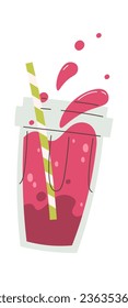 Fruit Smoothie Glass Vector Illustration