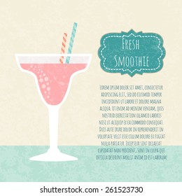 Fruit smoothie. Healthy life concept. Fresh juice made in flat style. Organic raw shake. Vector illustration.