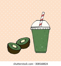 Fruit Smoothie with Kiwi Vector Concept