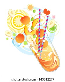 Fruit smoothie or milkshake made with vitamin rich yellow fruit