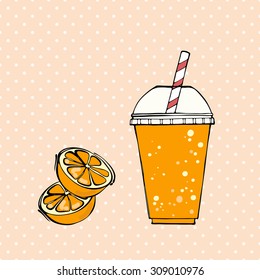 Fruit Smoothie with orange. Vector Concept