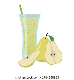 Fruit smoothie with pear. Vector illustration