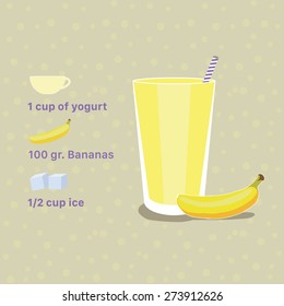 Fruit Smoothie Recipe with Banana Vector Concept 