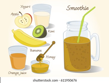 Fruit Smoothie Vector Set Isolated