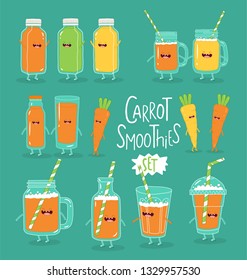 Fruit smoothies in a glass jar. Vector illustration.