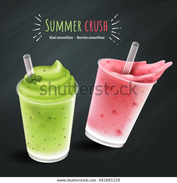 Download Fruit Smoothies Mockup Kiwi Berries Smoothie Stock Vector Royalty Free 682885228