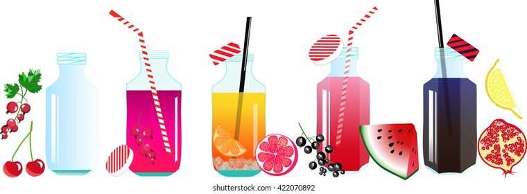 Fruit smoothies with straws