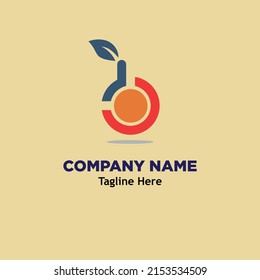 fruit song note logo simple icon design illustration