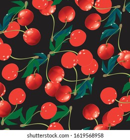 Fruit sour cherry mix design for fabric and decor - Vector