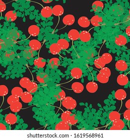 Fruit sour cherry mix design for fabric and decor - Vector
