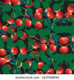 Fruit sour cherry mix design for fabric and decor - Vector