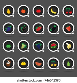 fruit speech bubble set art illustration