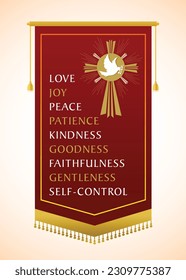 Fruit of the Spirit is love, Bible Quotes Church Banner, Lord Jesus Christ, Old Vintage Letter with Typography