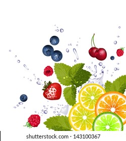 Fruit And Splash Of Water