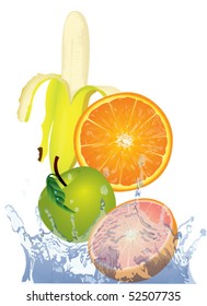 fruit splash in water