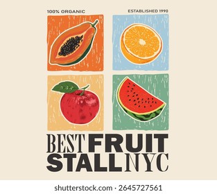 Fruit stall. Sweet watermelon t shirt artwork. Fresh watermelon fruit print. Eat more fruit. Watermelon fruit club print design.