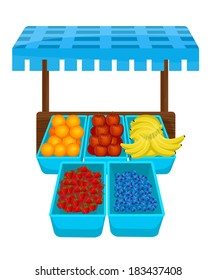 Fruit stall - vector illustration.
