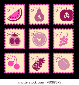 Fruit stamp vector collection /Fruits Collection - Set of Various Design Elements