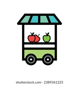 Obststand Symbol Vektorgrafik. Lineales Farbsymbol für Fruchtstand