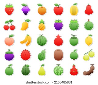 Fruit sticker icon set, Vector, Illustration.