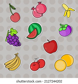 fruit sticker icon  vector illustration