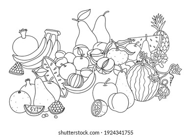 Fruit Still Life Different Fruits Black Stock Vector (Royalty Free ...