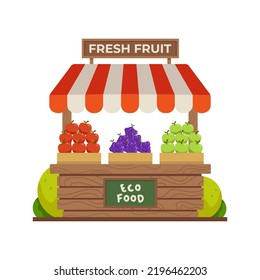 Fruit store eco food shop flat design vector illustration