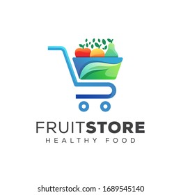 fruit store logo, fresh healthy food, fruit shop logo design