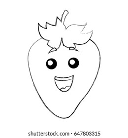 fruit strawberry kawaii character