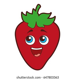fruit strawberry kawaii character