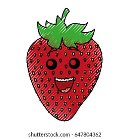 fruit strawberry kawaii character