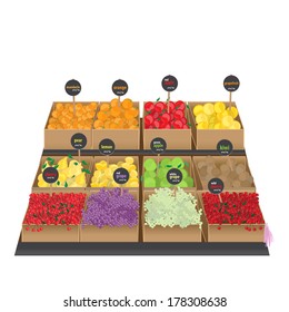 Fruit In Supermarket - Isolated On White Background - Vector Illustration, Graphic Design Editable For Your Design