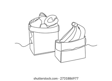 Fruit Supply Storage. Preparation for 7 days without electricity Concept. Single line draw design Video 4k. Footage graphic illustration