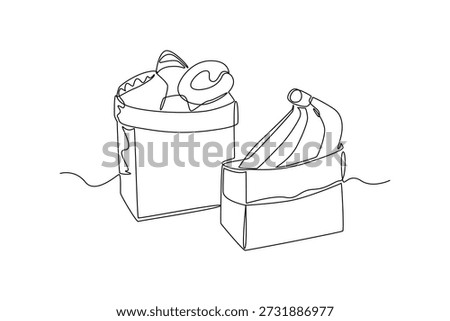Fruit Supply Storage. Preparation for 7 days without electricity Concept. Single line draw design Video 4k. Footage graphic illustration