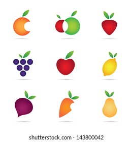 Fruit symbol healthy and icon logo set