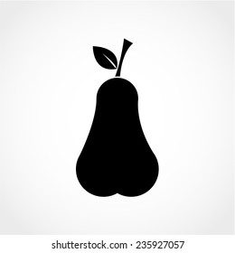 Fruit symbol. Pear with leaf sign Icon Isolated on White Background