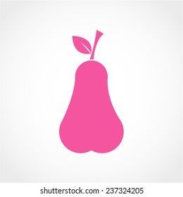 Fruit symbol. Pear with leaf sign Icon Isolated on White Background