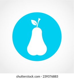 Fruit symbol. Pear with leaf sign Icon Isolated on White Background