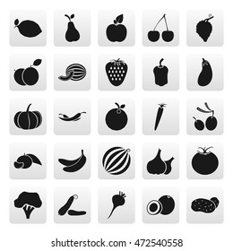 Fruit symbols simple icon set on background