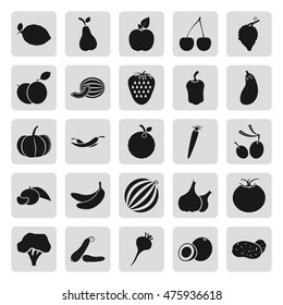 Fruit symbols simple icon set on background