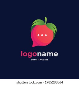fruit talk messenger logo illustration. chat message social media application logo