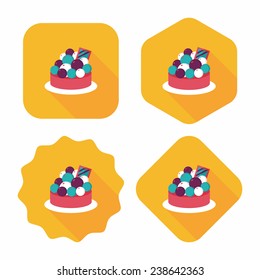 fruit tart flat icon with long shadow, eps10