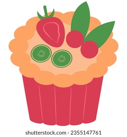 Fruit tart vector illustration. Cute flat vector illustration with dessert theme. Food.