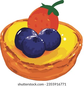 Fruit tart  water color vector.