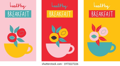 Fruit tea and berries tea hand drawing logo design. Isolated vector illustration. Handmade delicious flavored drinks, cups and spices. Set of hand drawn flavored drinks or natural beverages.
