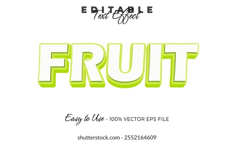 Efeito de texto de fruta, estilo gráfico simples em negrito, texto editável