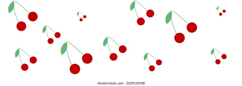 Fruit Textile Helle Muster gesund wiederholen farbige Vintage Muster. Dessert süße weiße Berries Vitamin Leckeres Bio-Kirschen Hintergrund. Der süße Frühling druckt grüner Sommerretro-roter Hintergrund.