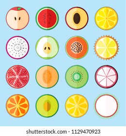 Fruit theme icon set, circle